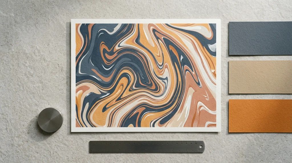 Ilustrasi cetak fluid pattern ukuran a4