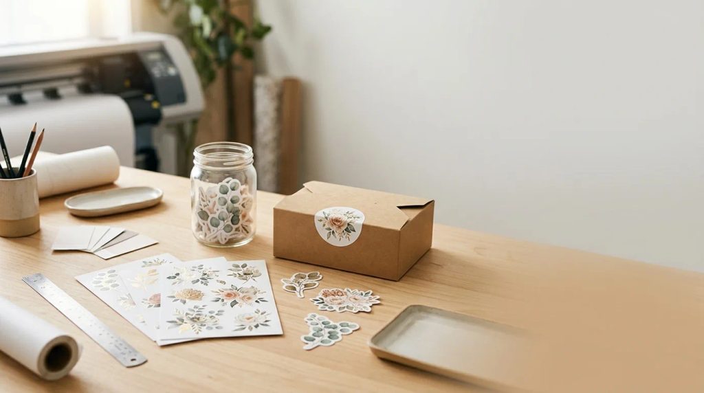 Ilustrasi cetak floral pattern sticker custom
