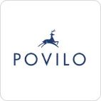 Kartu putih polos dengan logo POVILO dan permukaan halus.